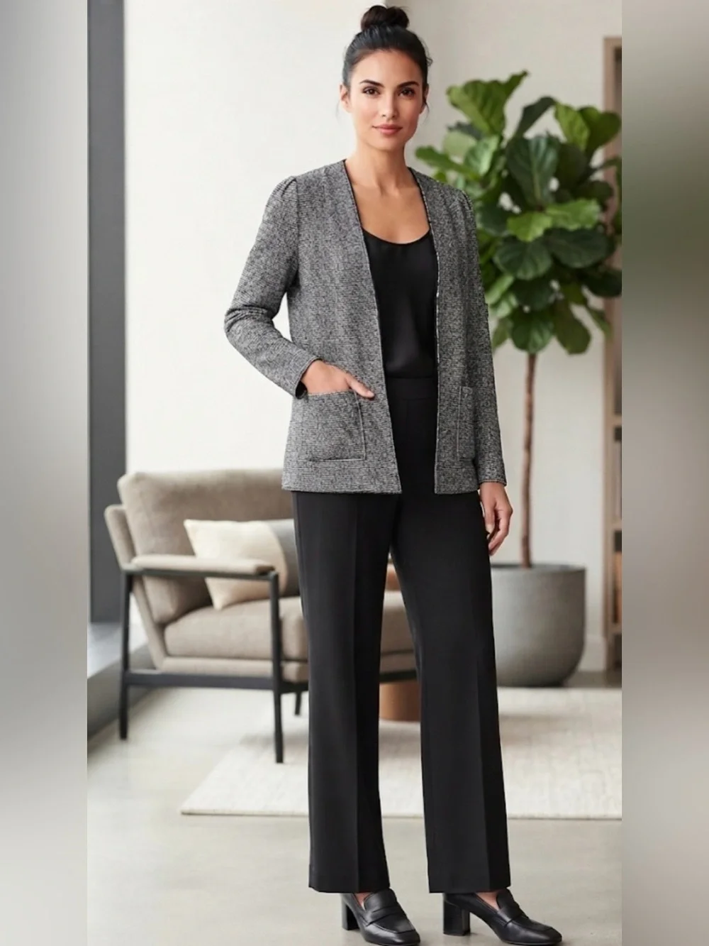 J.Crew 365 Black & Grey Business Casual Blazer Size Medium